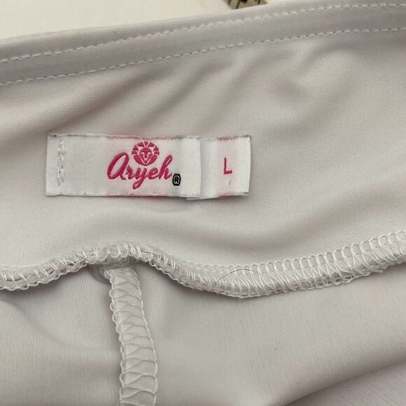 Aryeh Women's White Ruffle Elastic Waistband Mini Skort Skirt Size Large - Picture 8 of 8